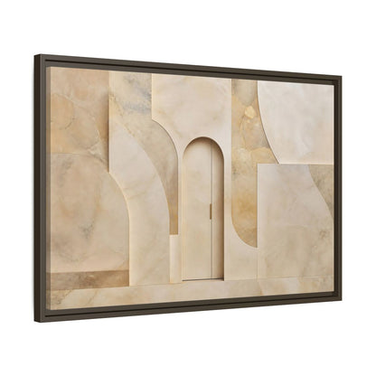 Side Mockup 11. Abstract Architectural Facade Neutral Tones shown as stretched canvas wall art