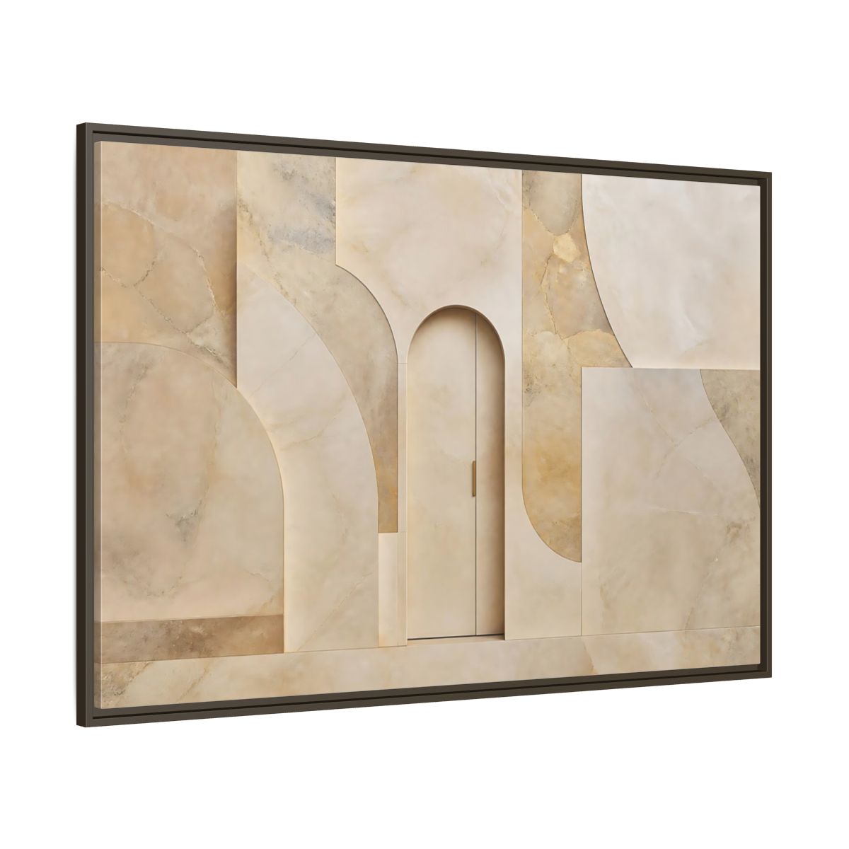 Side Mockup 8. Abstract Architectural Facade Neutral Tones shown as stretched canvas wall art