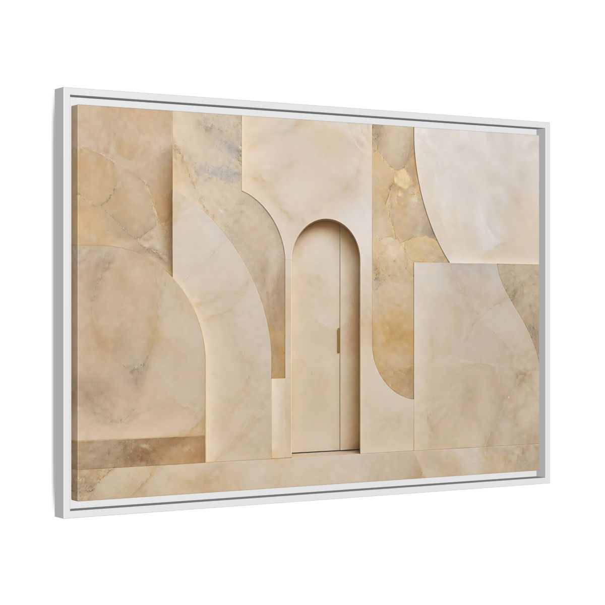 Side Mockup 9. Abstract Architectural Facade Neutral Tones shown as stretched canvas wall art