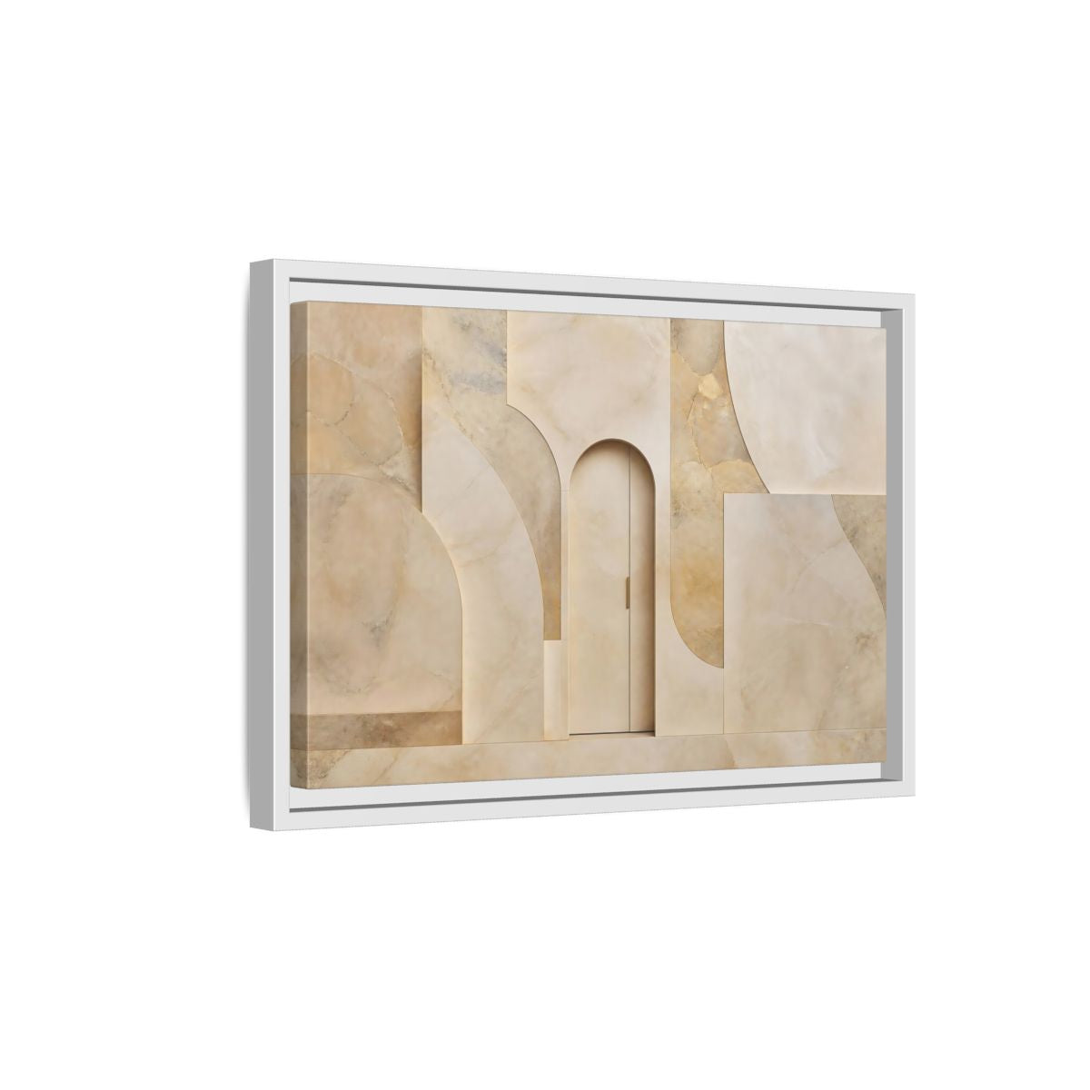 Side Mockup 4. Abstract Architectural Facade Neutral Tones shown as stretched canvas wall art