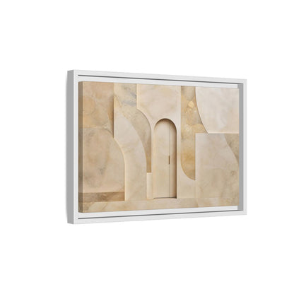 Side Mockup 4. Abstract Architectural Facade Neutral Tones shown as stretched canvas wall art