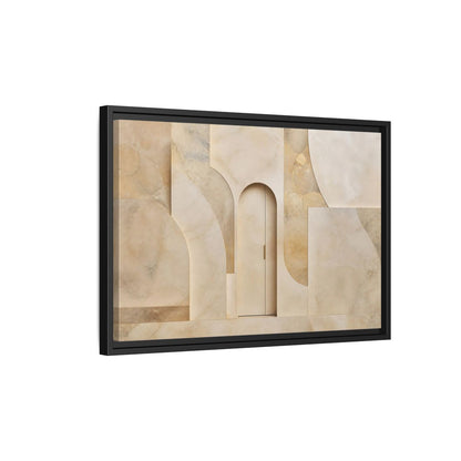Side Mockup 3. Abstract Architectural Facade Neutral Tones shown as stretched canvas wall art