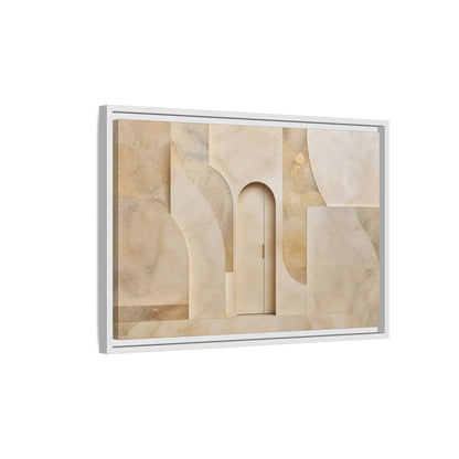 Side Mockup 1. Abstract Architectural Facade Neutral Tones shown as stretched canvas wall art