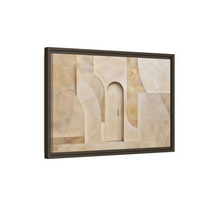 Side Mockup 2. Abstract Architectural Facade Neutral Tones shown as stretched canvas wall art