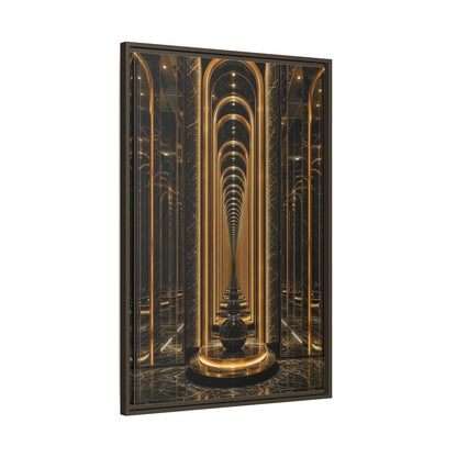 Abstract Archway Corridor Gold Marble Framed Canvas Wall Art - Modern Living Room shown as canvas wall art