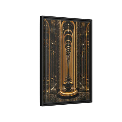 Abstract Archway Corridor Gold Marble Framed Canvas Wall Art - Modern Living Room shown as canvas wall art