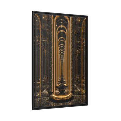 Abstract Archway Corridor Gold Marble Framed Canvas Wall Art - Modern Living Room shown as canvas wall art