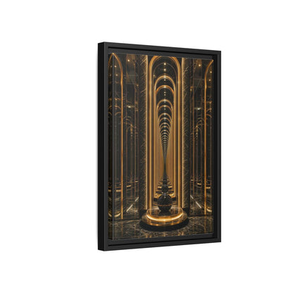 Abstract Archway Corridor Gold Marble Framed Canvas Wall Art - Modern Living Room shown as canvas wall art