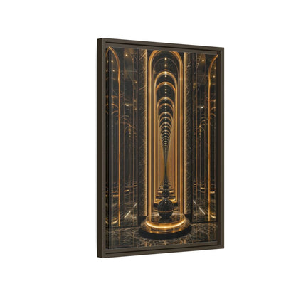 Abstract Archway Corridor Gold Marble Framed Canvas Wall Art - Modern Living Room shown as canvas wall art