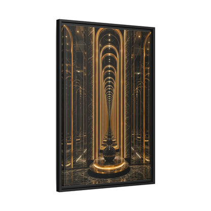 Abstract Archway Corridor Gold Marble Framed Canvas Wall Art - Modern Living Room shown as canvas wall art