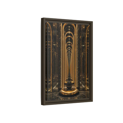 Abstract Archway Corridor Gold Marble Framed Canvas Wall Art - Modern Living Room shown as canvas wall art