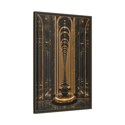 Abstract Archway Corridor Gold Marble Framed Canvas Wall Art - Modern Living Room shown as canvas wall art