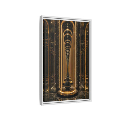 Abstract Archway Corridor Gold Marble Framed Canvas Wall Art - Modern Living Room shown as canvas wall art