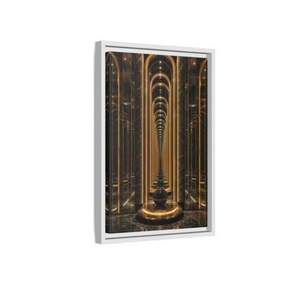 Abstract Archway Corridor Gold Marble Framed Canvas Wall Art - Modern Living Room shown as canvas wall art