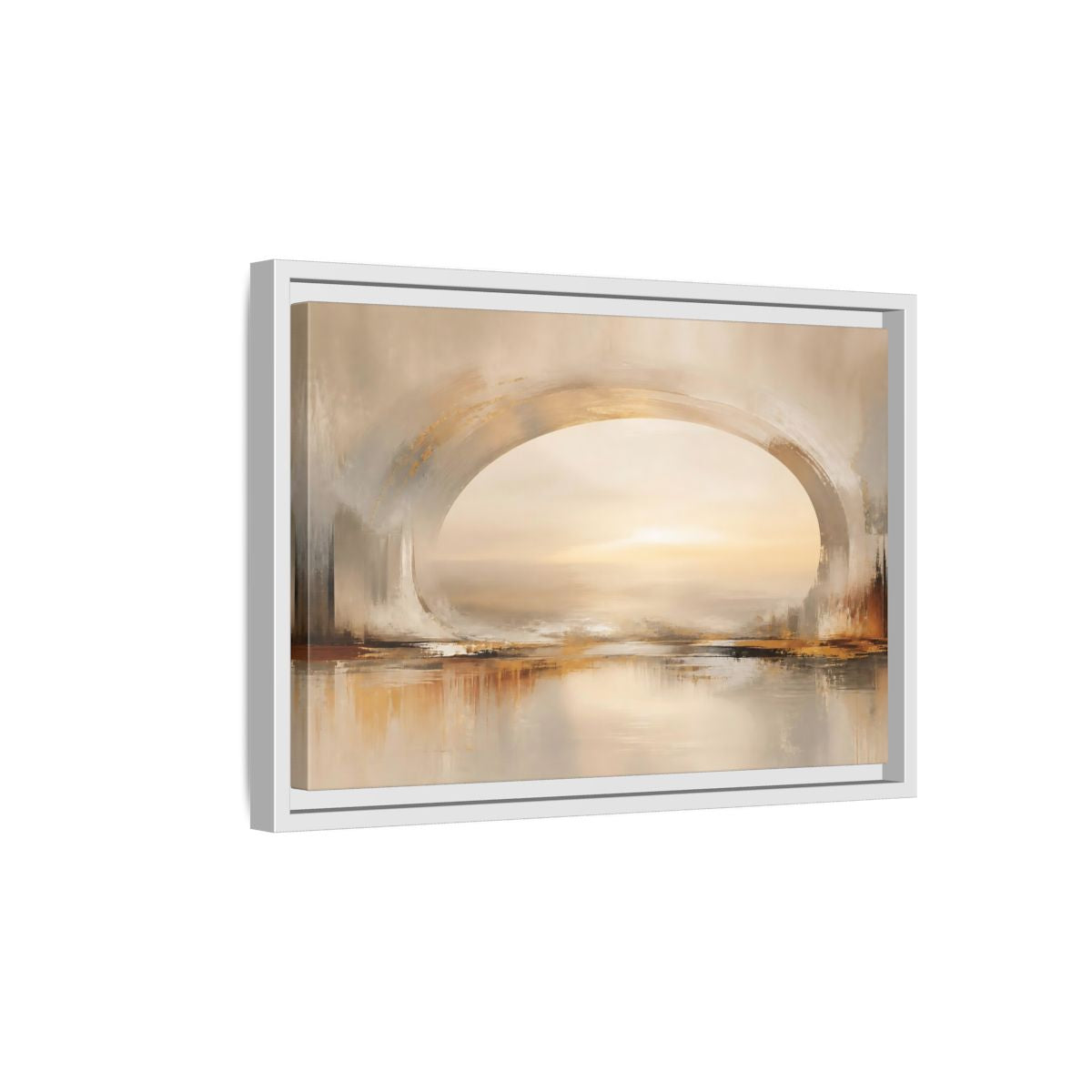Side Mockup 4. Abstract Abstract Archway Neutral Gold Abstract shown as stretched canvas wall art