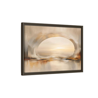 Side Mockup 2. Abstract Abstract Archway Neutral Gold Abstract shown as stretched canvas wall art