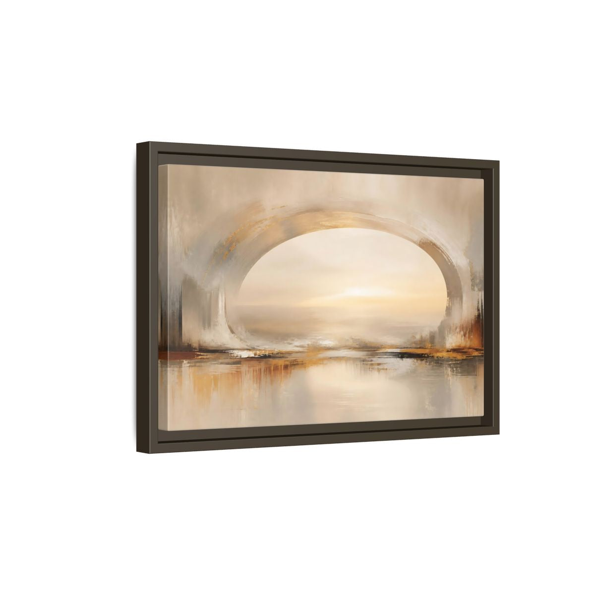 Side Mockup 5. Abstract Abstract Archway Neutral Gold Abstract shown as stretched canvas wall art