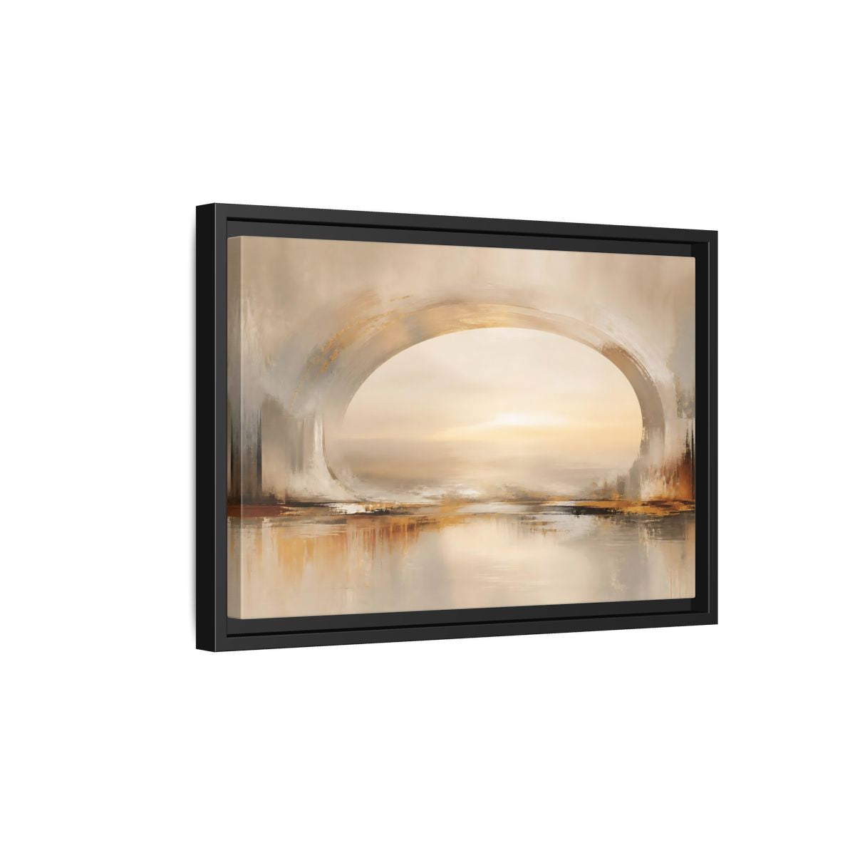 Side Mockup 6. Abstract Abstract Archway Neutral Gold Abstract shown as stretched canvas wall art