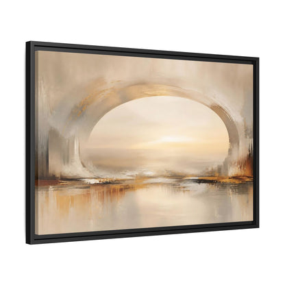 Side Mockup 14. Abstract Abstract Archway Neutral Gold Abstract shown as stretched canvas wall art