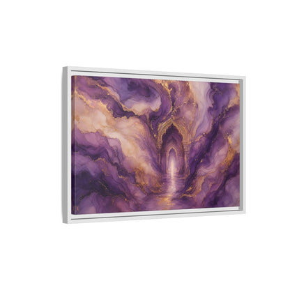 Side Mockup 1. Abstract Abstract Archway Purple Gold Archway shown as stretched canvas wall art