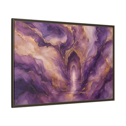Side Mockup 8. Abstract Abstract Archway Purple Gold Archway shown as stretched canvas wall art
