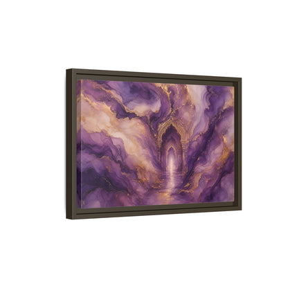 Side Mockup 5. Abstract Abstract Archway Purple Gold Archway shown as stretched canvas wall art