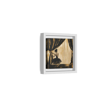 Side Mockup 22. Abstract Ballerina Black And Gold shown as framed canvas print