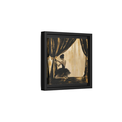 Side Mockup 3. Abstract Ballerina Black And Gold shown as framed canvas print