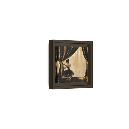 Side Mockup 23. Abstract Ballerina Black And Gold shown as framed canvas print