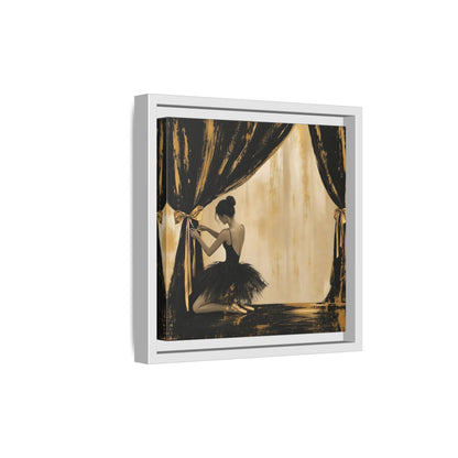 Side Mockup 19. Abstract Ballerina Black And Gold shown as framed canvas print