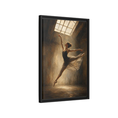 Side Mockup 3. Abstract Ballerina Brown And Gold Ballerina shown as framed canvas print