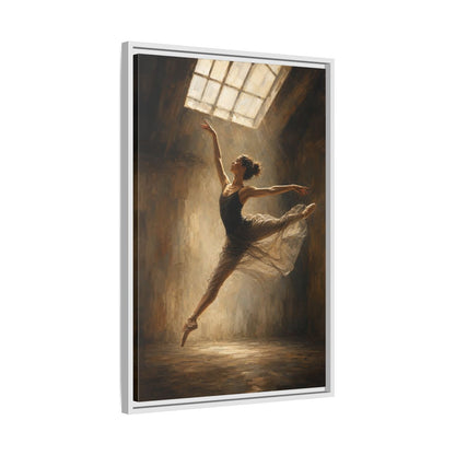 Side Mockup 10. Abstract Ballerina Brown And Gold Ballerina shown as framed canvas print