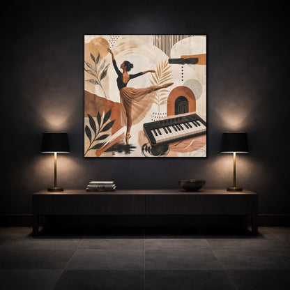Mockup 3. Abstract Ballerina Brown Gold Ballerina shown as canvas print