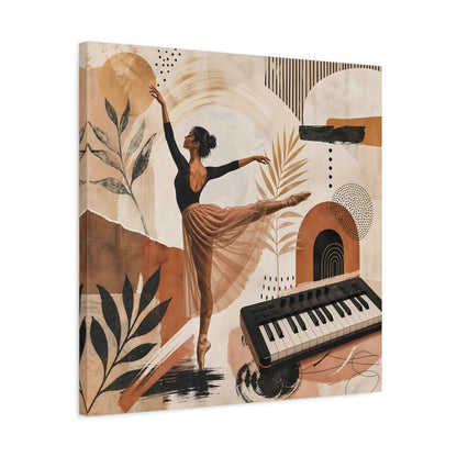 Side Mockup 4. Abstract Ballerina Brown Gold Ballerina shown as canvas print