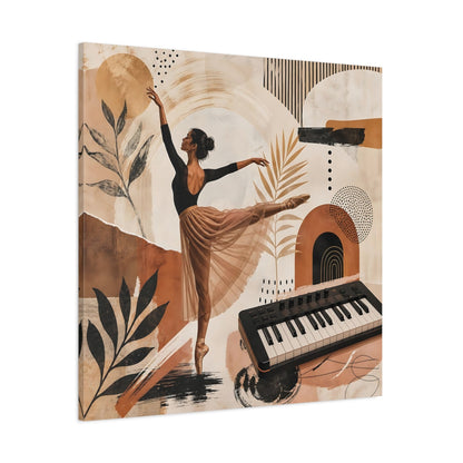 Side Mockup 1. Abstract Ballerina Brown Gold Ballerina shown as canvas print