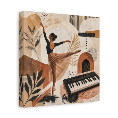 Side Mockup 9. Abstract Ballerina Brown Gold Ballerina shown as canvas print