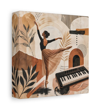 Side Mockup 2. Abstract Ballerina Brown Gold Ballerina shown as canvas print
