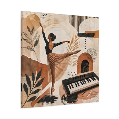 Side Mockup 3. Abstract Ballerina Brown Gold Ballerina shown as canvas print