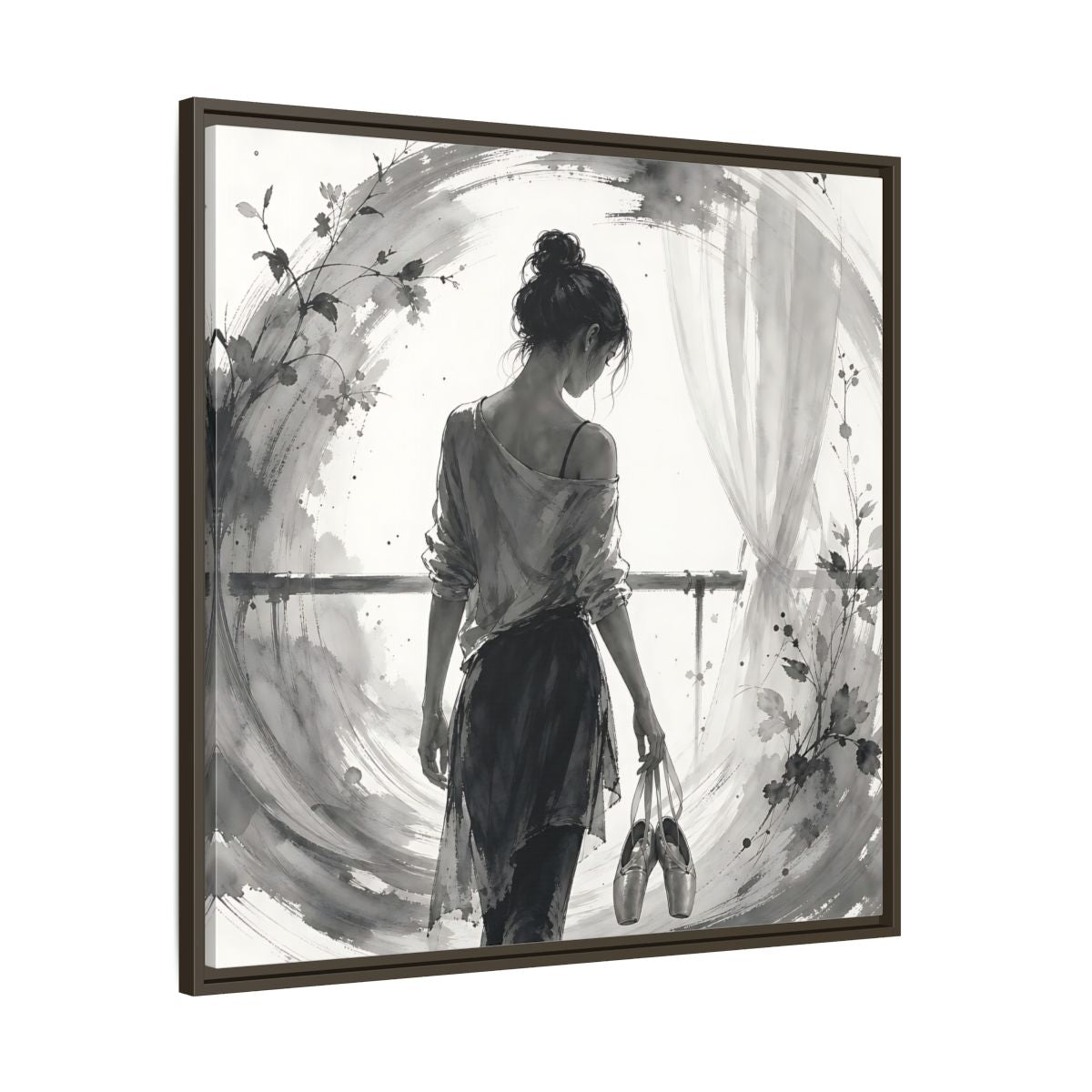 Main Mockup. Abstract Ballerina Monochrome Ballerina shown as framed canvas print