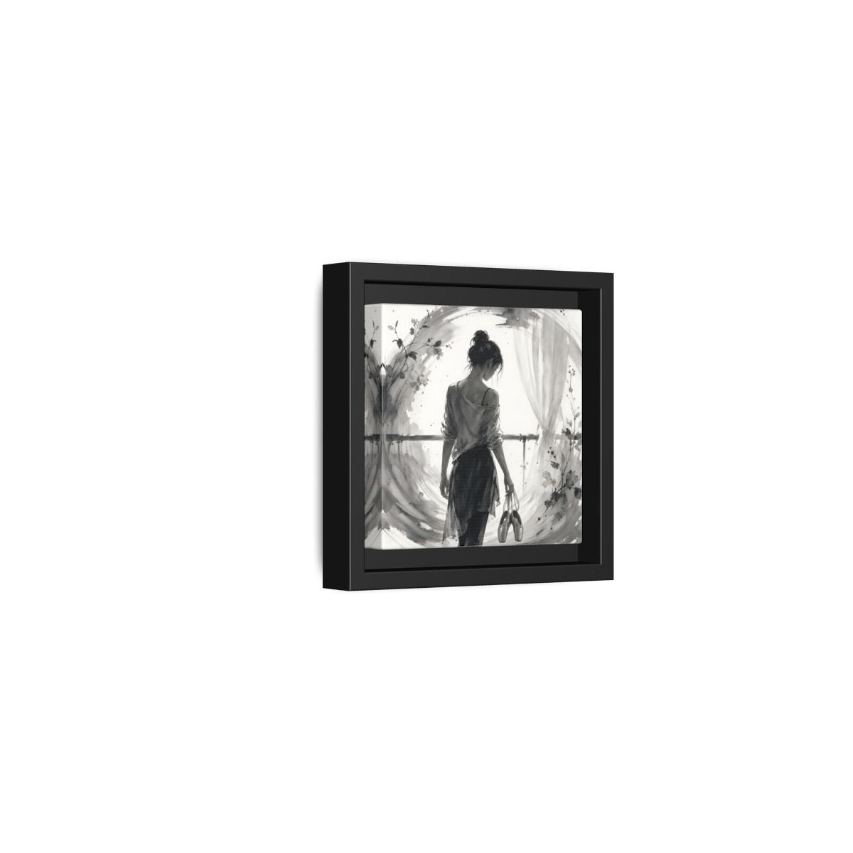 Side Mockup 24. Abstract Ballerina Monochrome Ballerina shown as framed canvas print