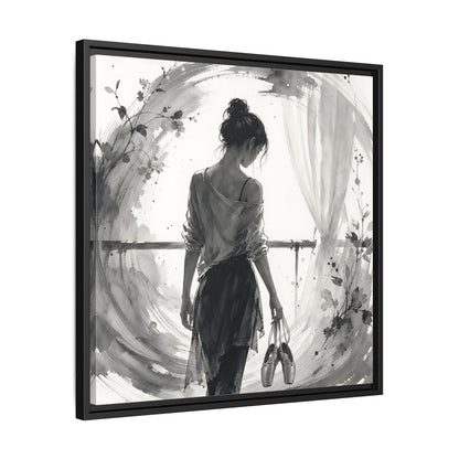 Side Mockup 31. Abstract Ballerina Monochrome Ballerina shown as framed canvas print