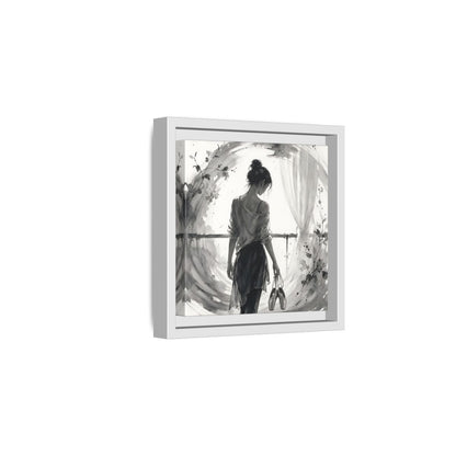 Side Mockup 1. Abstract Ballerina Monochrome Ballerina shown as framed canvas print