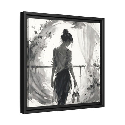 Side Mockup 32. Abstract Ballerina Monochrome Ballerina shown as framed canvas print