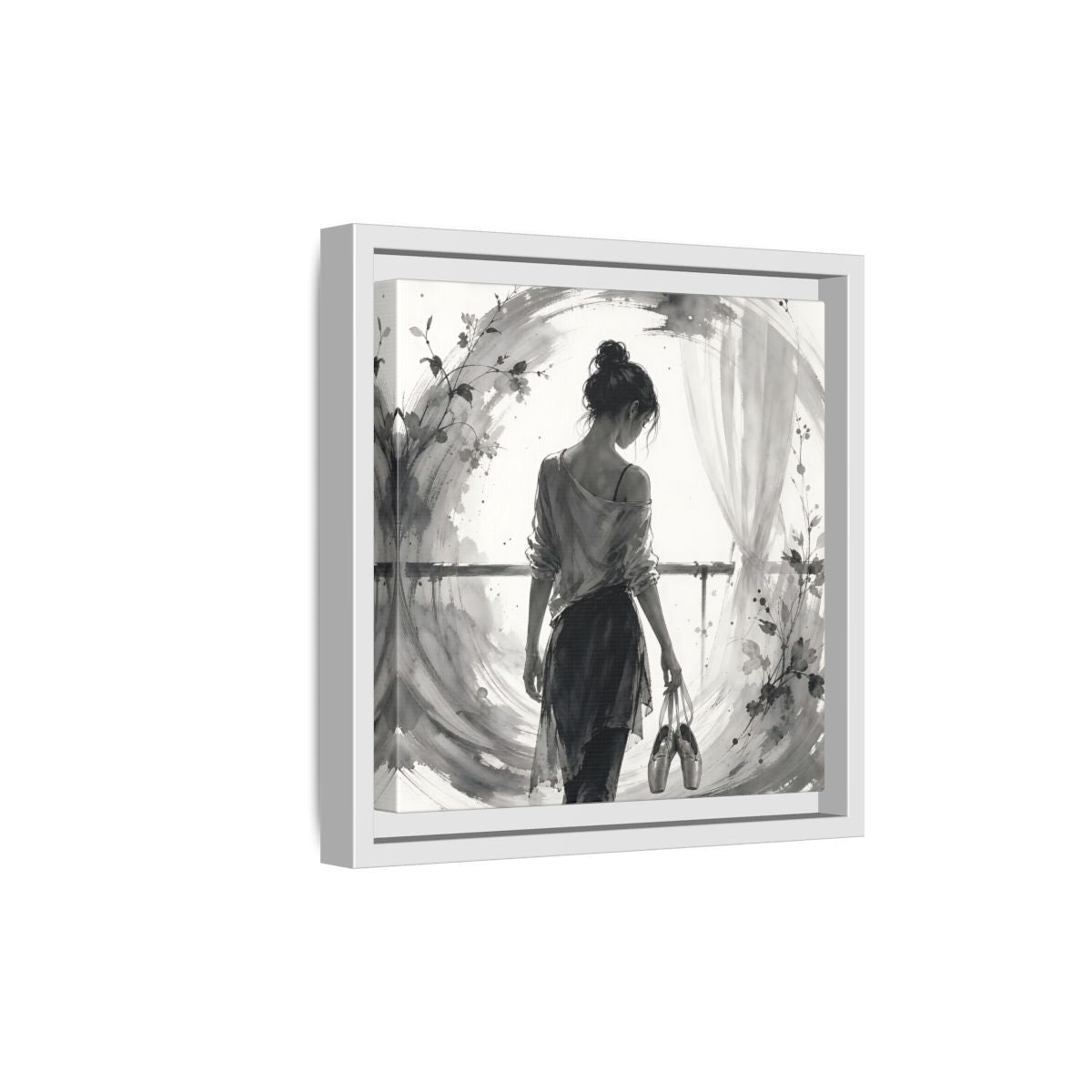Side Mockup 19. Abstract Ballerina Monochrome Ballerina shown as framed canvas print