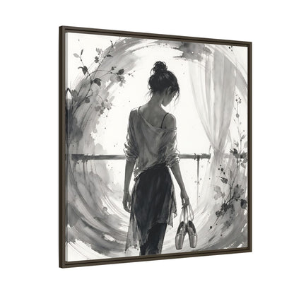Side Mockup 5. Abstract Ballerina Monochrome Ballerina shown as framed canvas print