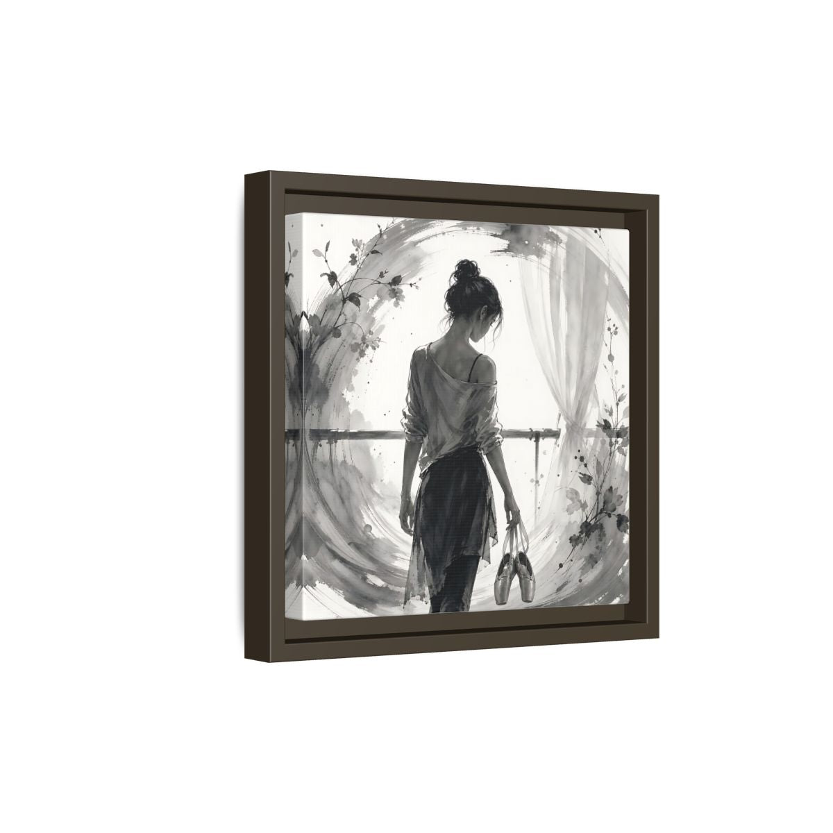 Side Mockup 20. Abstract Ballerina Monochrome Ballerina shown as framed canvas print