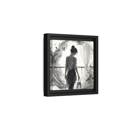 Side Mockup 3. Abstract Ballerina Monochrome Ballerina shown as framed canvas print
