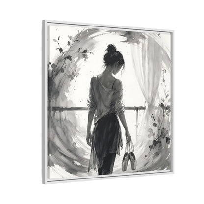 Side Mockup 7. Abstract Ballerina Monochrome Ballerina shown as framed canvas print