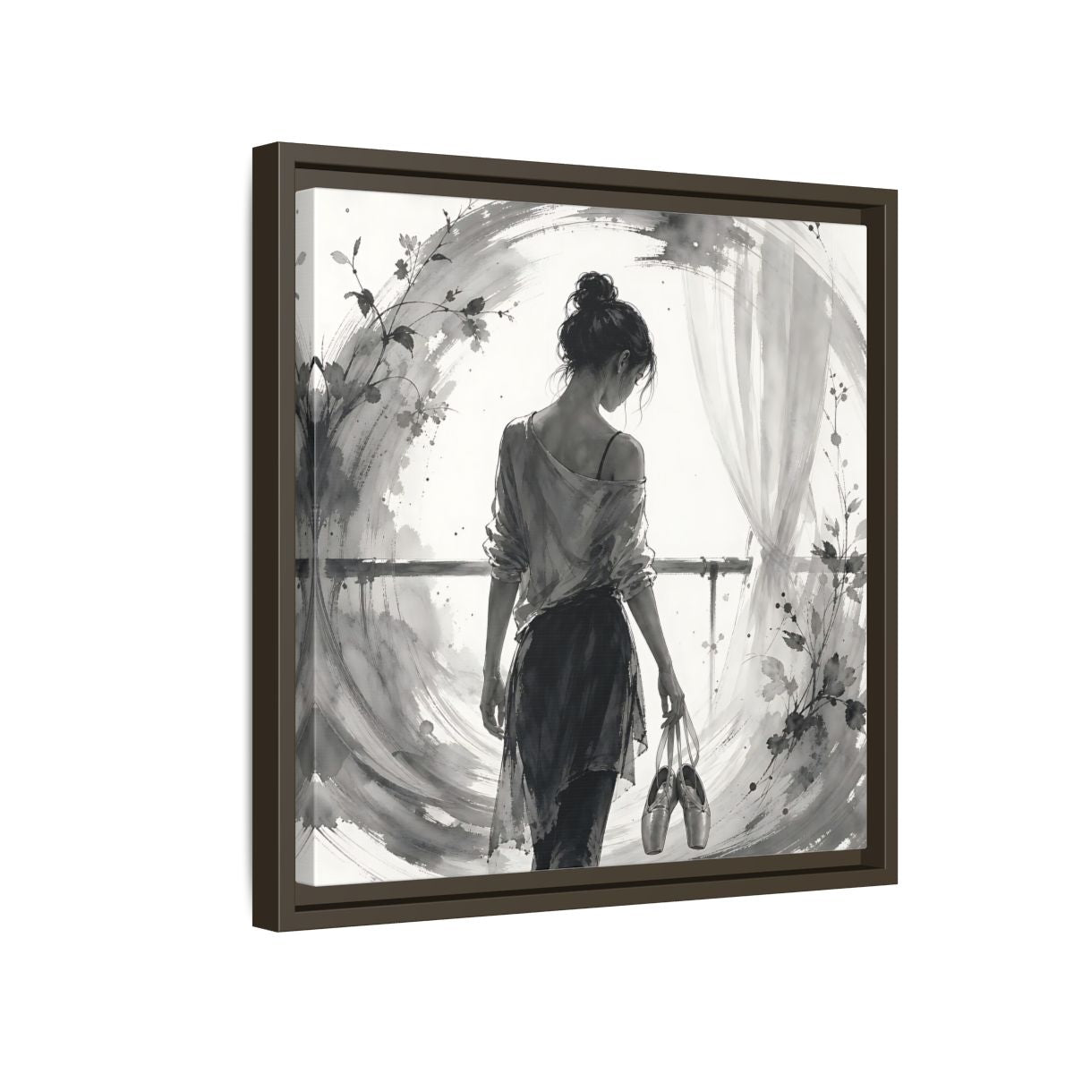 Side Mockup 14. Abstract Ballerina Monochrome Ballerina shown as framed canvas print