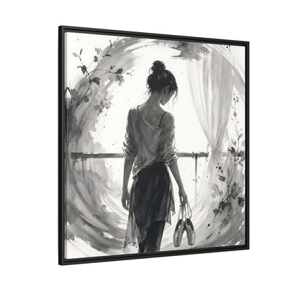Side Mockup 6. Abstract Ballerina Monochrome Ballerina shown as framed canvas print